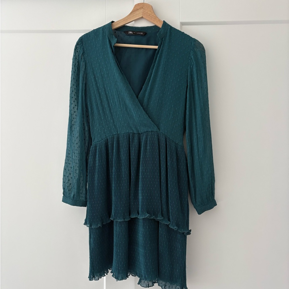 Zara teal polka dot Dress
